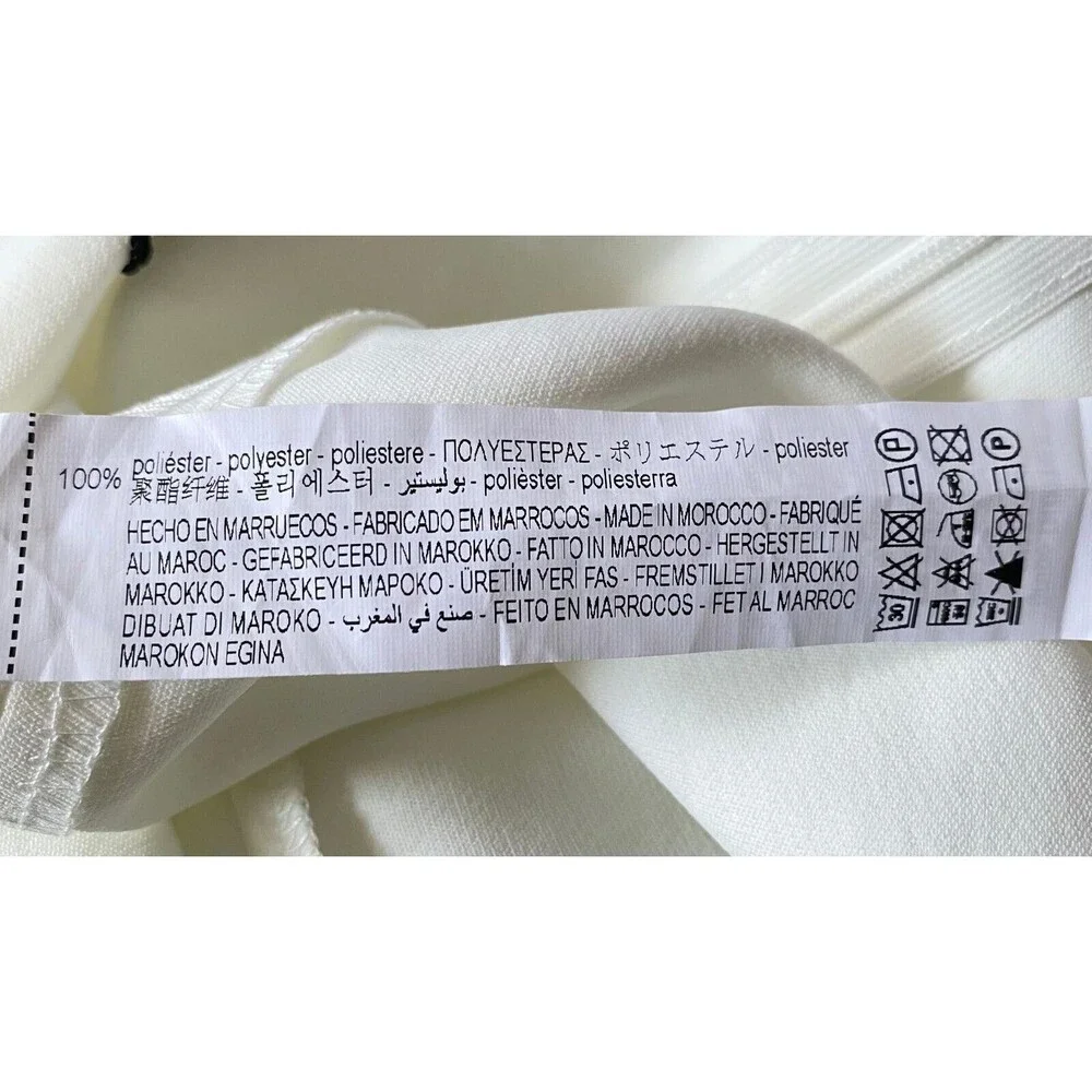 Zara Skirt Women Sz M Off White Front Asymmetrical Split Cinched Waist NWT Flaws